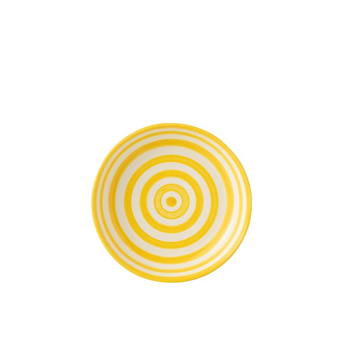 J -Línea Granada Rayas Bajo - Cerámica - Blanco/Amarillo - L - Ø 25 cm