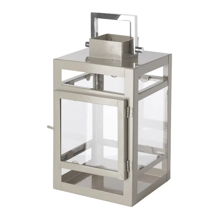 Farol KENIA acero inoxidable vidrio hierro con recubrimiento en polvo liso beige