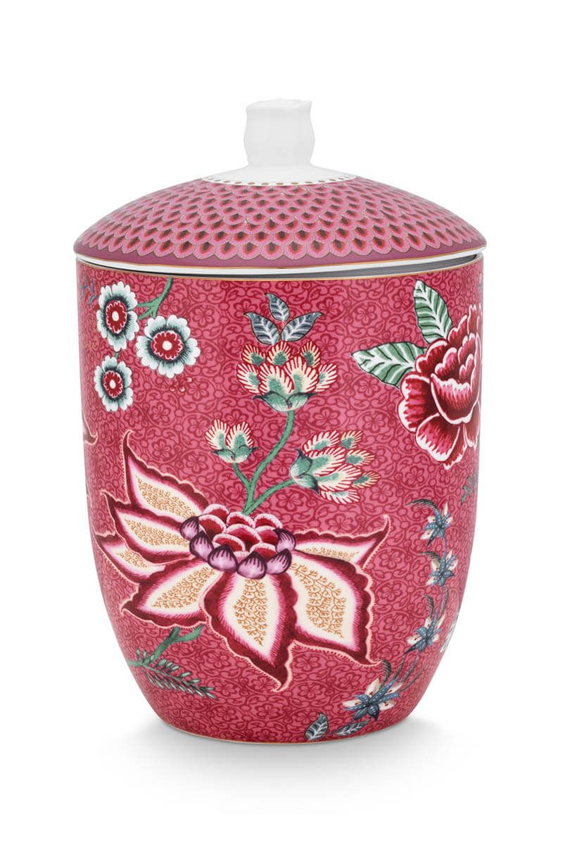 Tarro de almacenamiento para festival de flores de color rosa oscuro