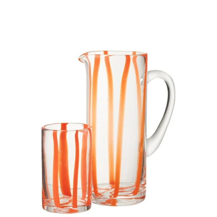 J-LINE CARAFE Stripes transparente/naranja