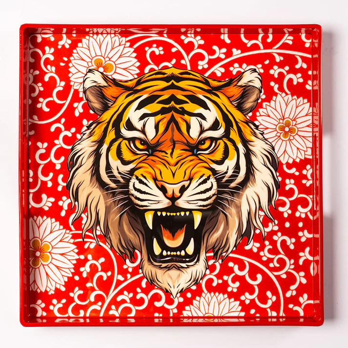 Lacquer Tray - Red Tiger - 33 x 33 cm