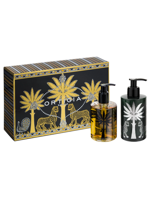 Caja de jabón líquido y crema corporal Ambra Nera