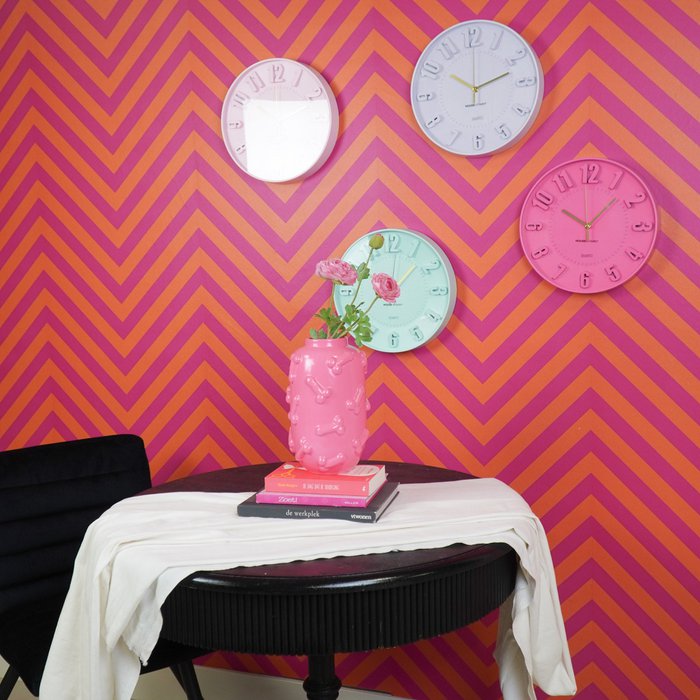 Reloj- Números de reloj de pared- Neon Pink -30x30x4cm