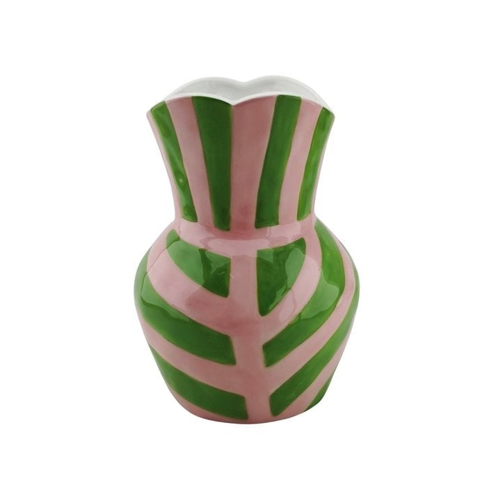GRANDO- StriPes- Stoneware -Green/ Pink- 16x16x22cm