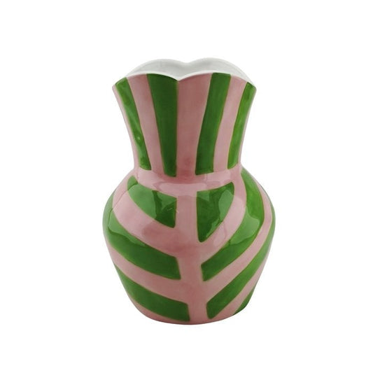 GRANDO- StriPes- Stoneware -Green/ Pink- 16x16x22cm