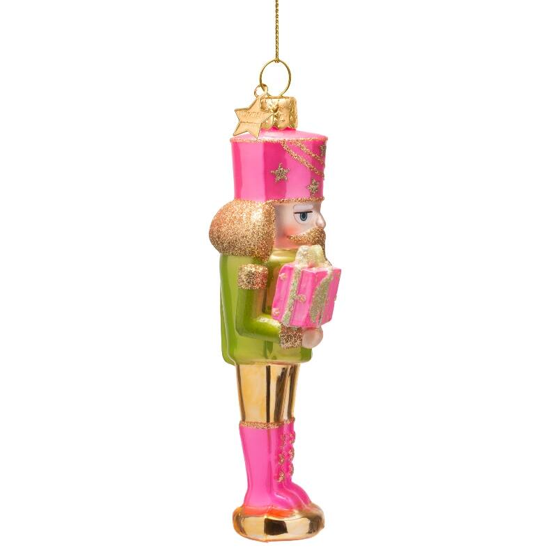 Adorno de vidrio cascanueces rosa/verde