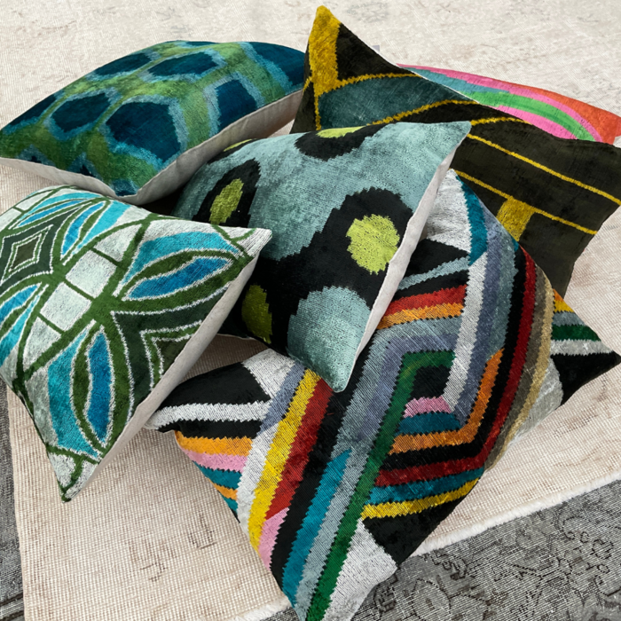 Cojín Ikat Terciopelo Multicolor Otoño