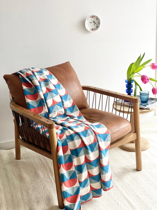 Manta de jacquard azul Toby – Algodón cepillado suave