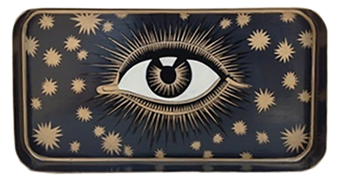 Hand-Painted Iron Tray - All-Seeing Eye, Black