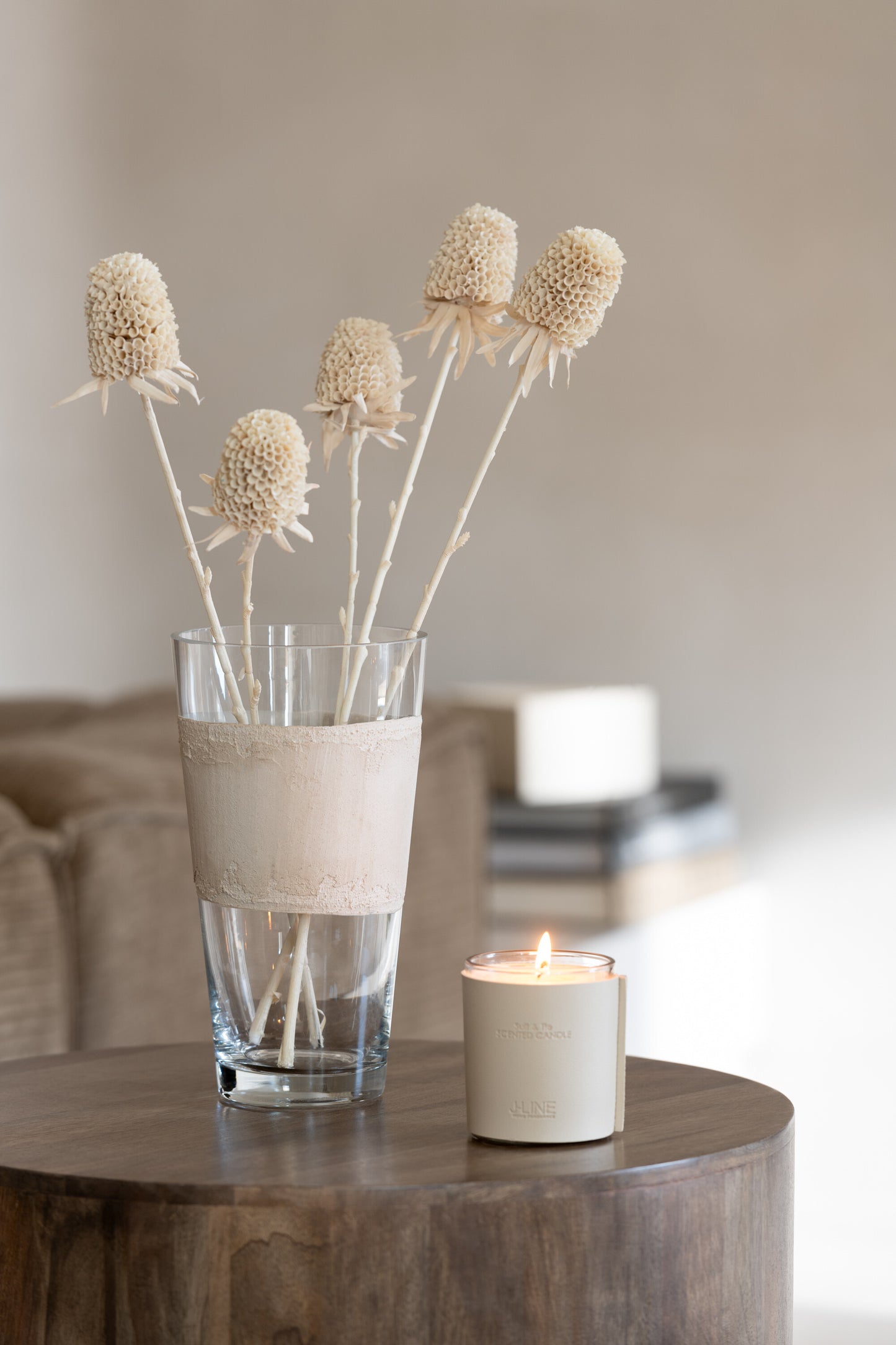 Vase Delph Glass Transparent/Beige Small (30537)