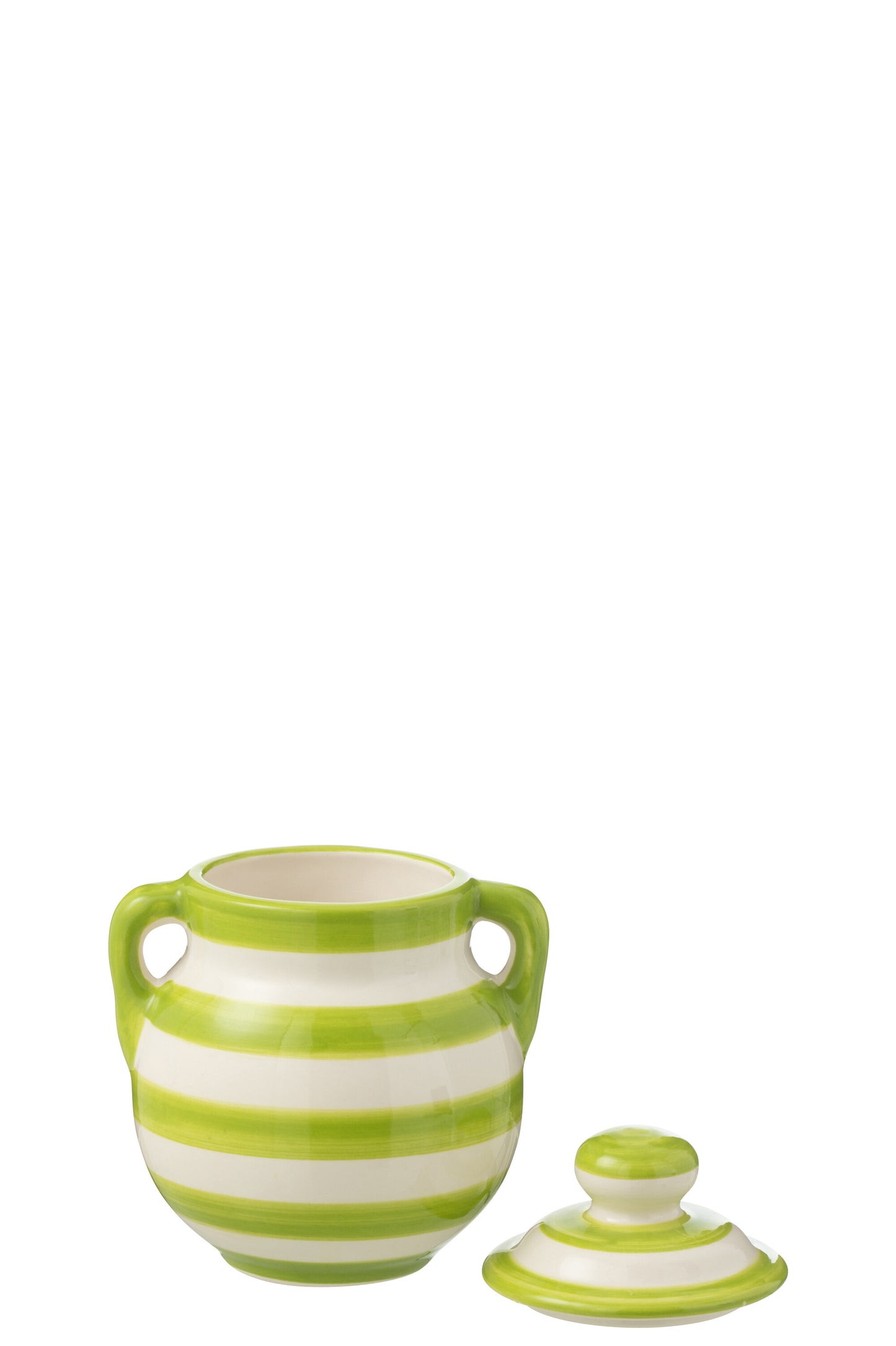 Jar Granada Stripes Ceramic White/Green