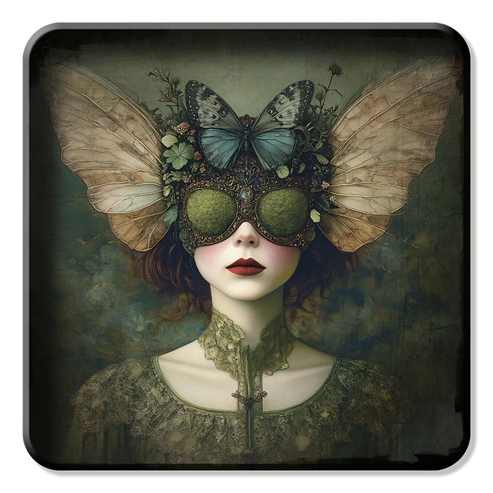 Metal Tray - Alisa - Butterfly Moss Bee Girl - 30 x 30 cm