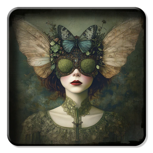 Metal Tray - Alisa - Butterfly Moss Bee Girl - 30 x 30 cm