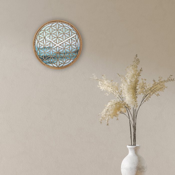 Reloj de pared 40cm - Silencioso - Verde - Madera - "Concord"