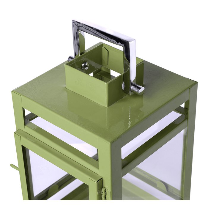 Farol KENIA vidrio hierro lacado en polvo liso verde 11,5 cm (Ø 12 cm) 20 cm