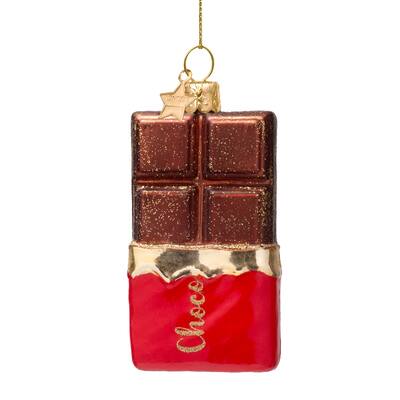 Barra de chocolate marrón oscuro de vidrio ornamental H11cm