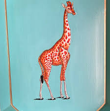 FLORA HAND PAINTED IRON TRAY GIRAFFE