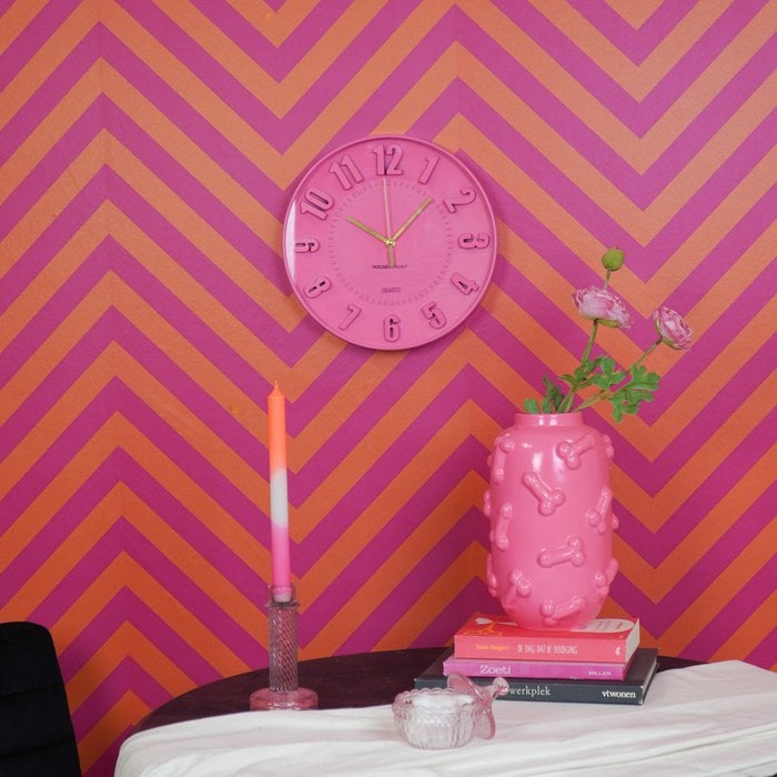 Reloj- Números de reloj de pared- Neon Pink -30x30x4cm