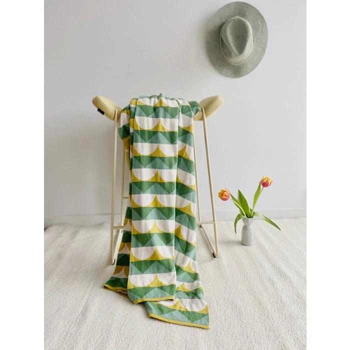 Toby manta verde, algodón de punto de punto de jacquard suave