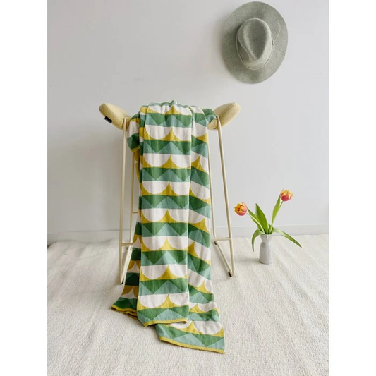 Toby manta verde, algodón de punto de punto de jacquard suave