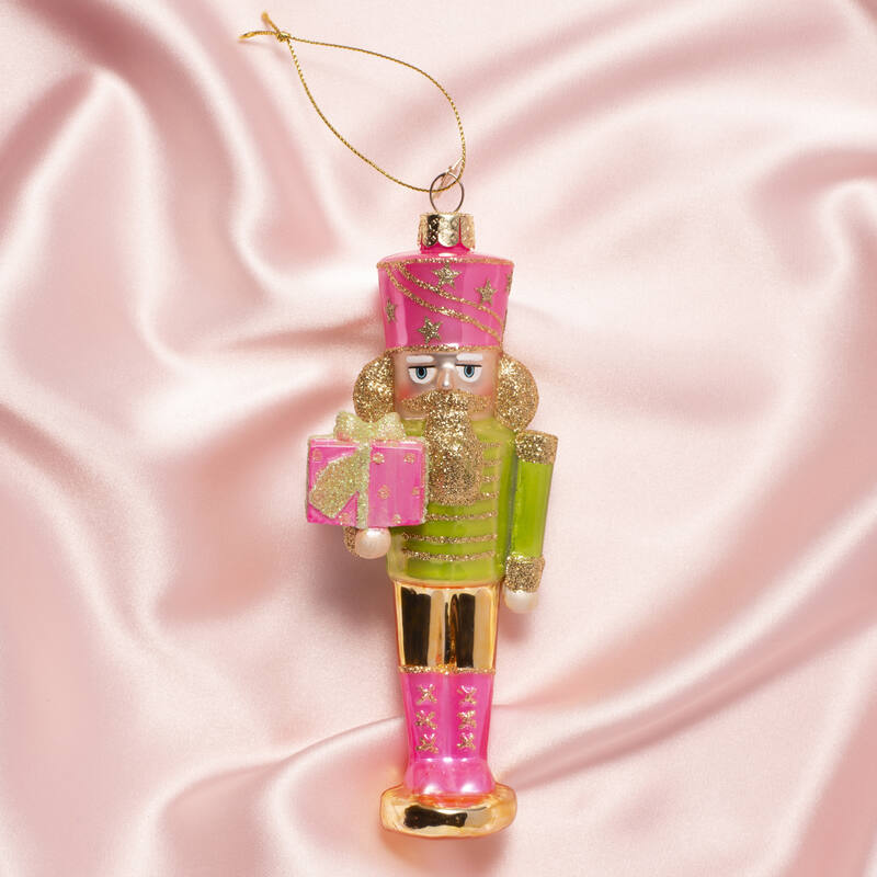 Adorno de vidrio cascanueces rosa/verde