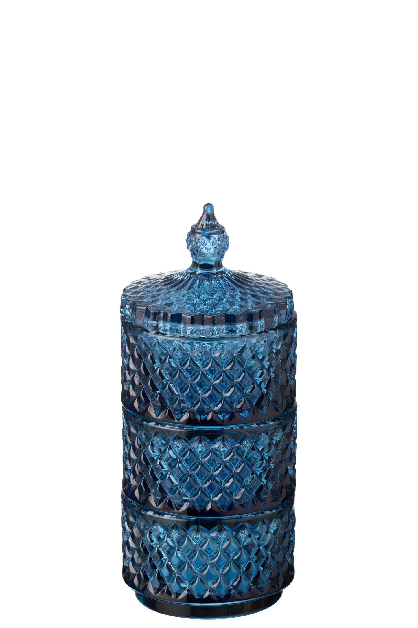 Tarro De 3 Niveles Vidrio Azul (48508)
