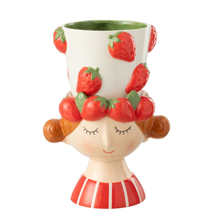 J -Line Flowerpot 2 Partes Strawberry Girl - Ceramics - Mix - Ø 17.5 cm