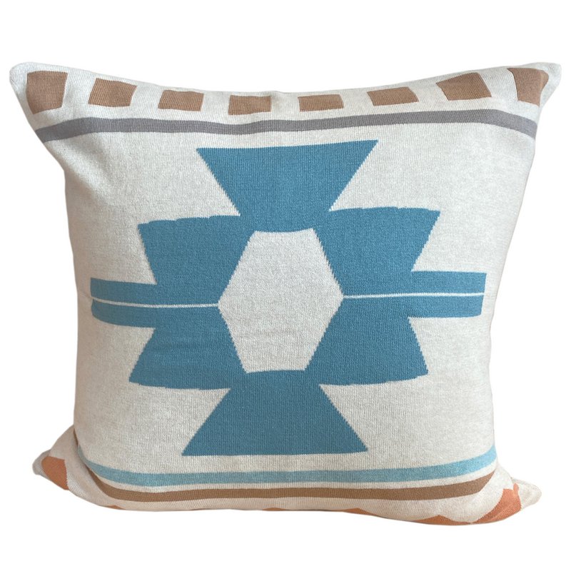 Ane almohada de almohadilla azul, algodón de punto Jacquard suave