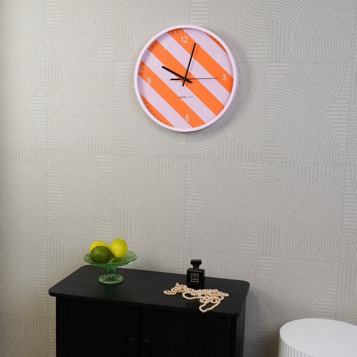 Reloj - Reloj de pared - Patrón rayado -ORANGE/PINK -34X4X34CM