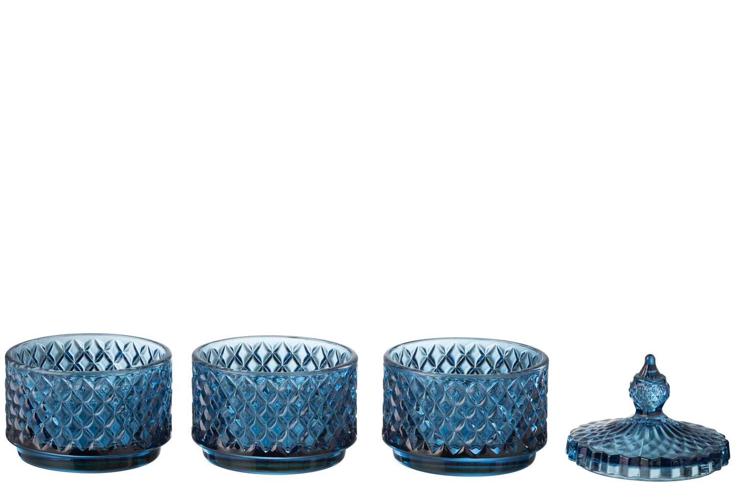 Tarro De 3 Niveles Vidrio Azul (48508)